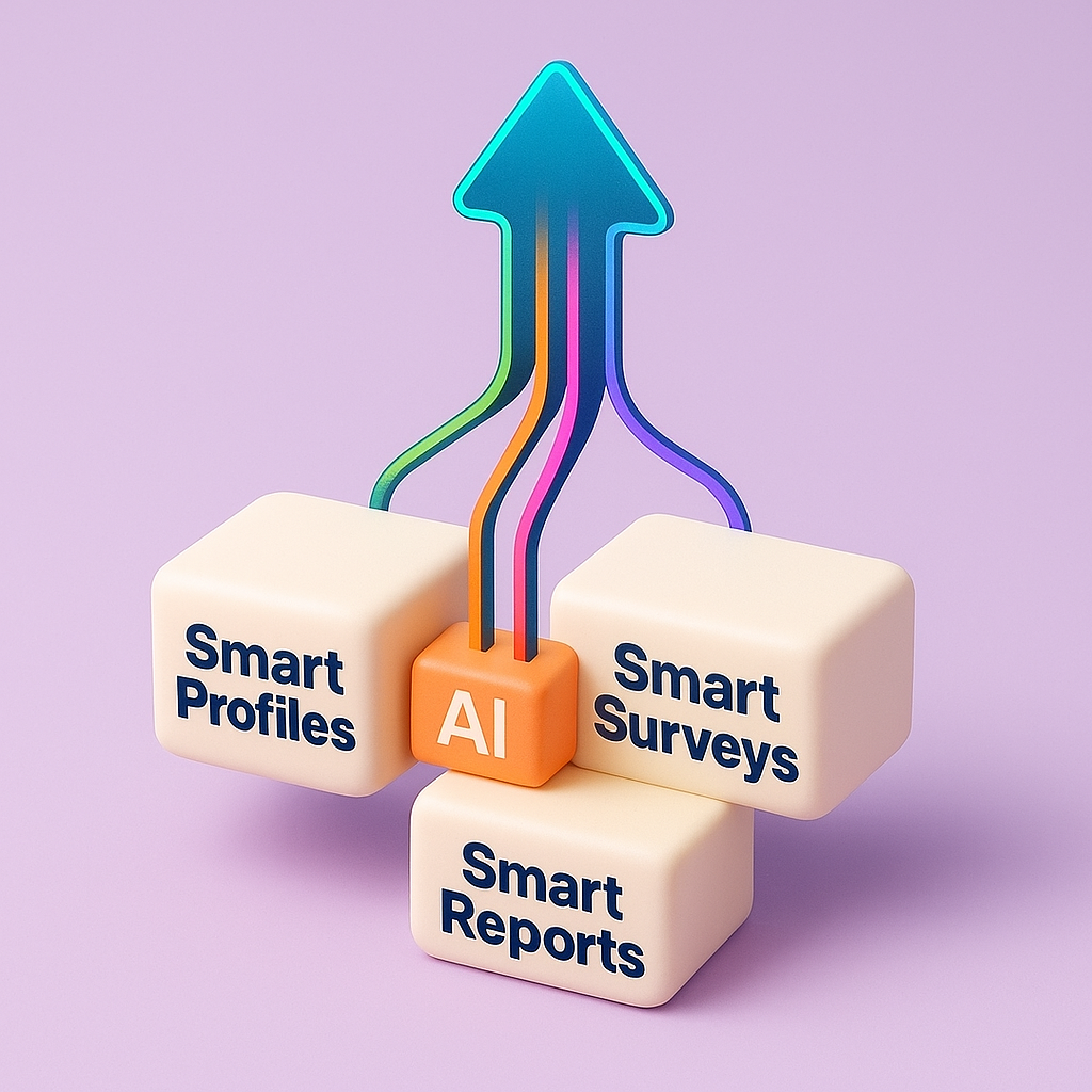 Floating data cubes representing AI insights